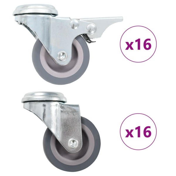 Castors, 32 pcs., 50 mm, swivel, fixed with a screw