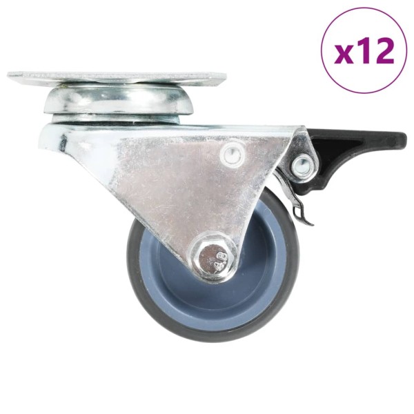 Wheels, 12pcs., swivel, double wheels, 50mm