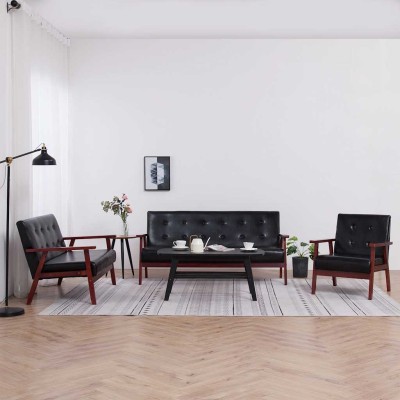 Sofa set, 3 parts, black...