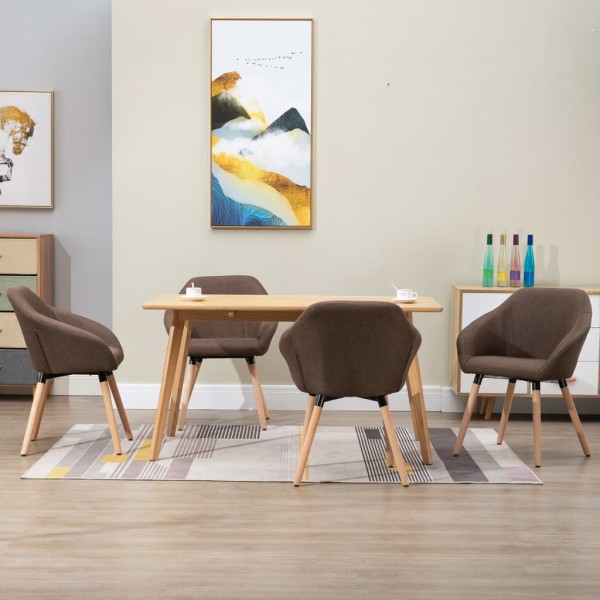Dining room chairs, 4 pcs., brown, fabric