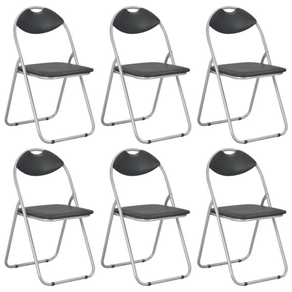 Folding dining chairs, 6 pcs., black sp., artificial leather