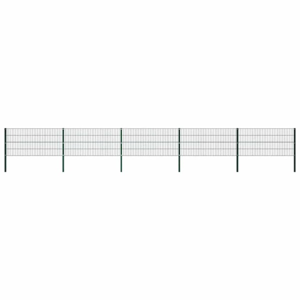 Fence panel with posts, iron, 867x80cm, green
