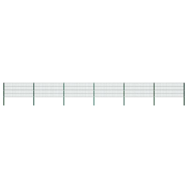 Fence panel with posts, iron, 1040x80cm, green