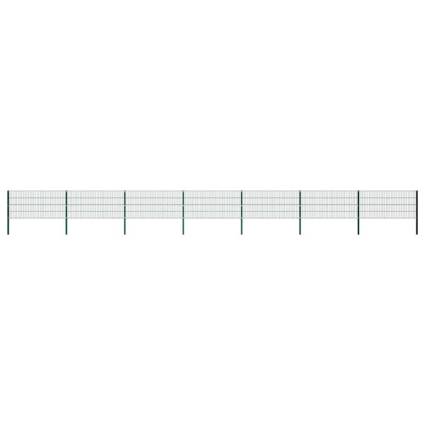 Fence plate with posts, iron, 1212x80cm, green