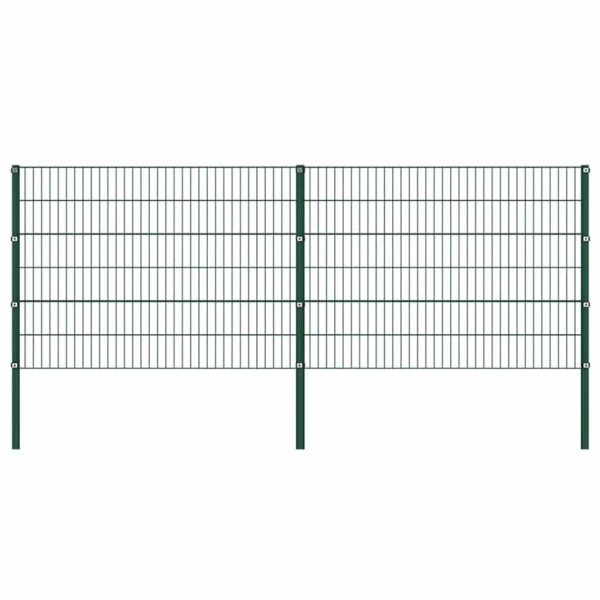 Fence plate with posts, iron, 349x120 cm, green