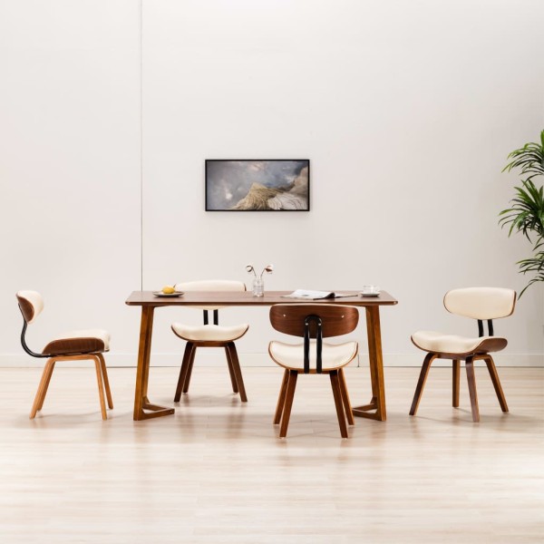 Dining chairs, 4 pcs., cream. sp., curved med. and work the skin