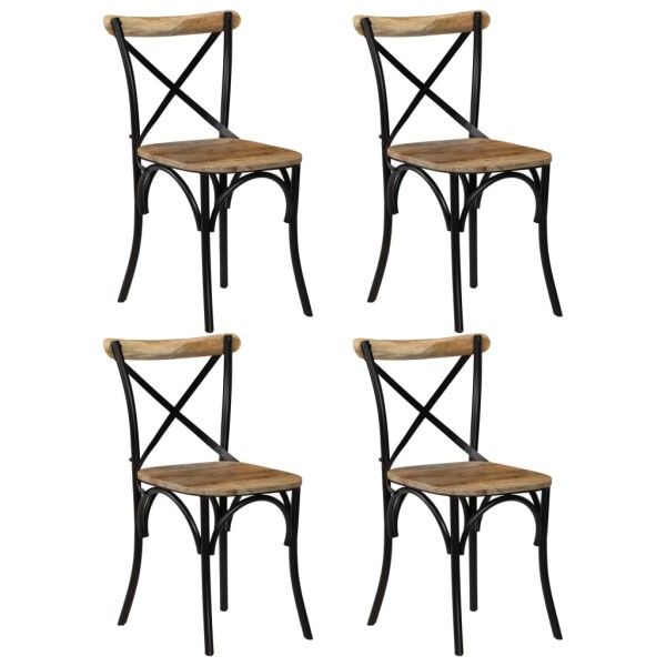 Chairs, 4 pcs., black sp., mango wood. mass., cross design