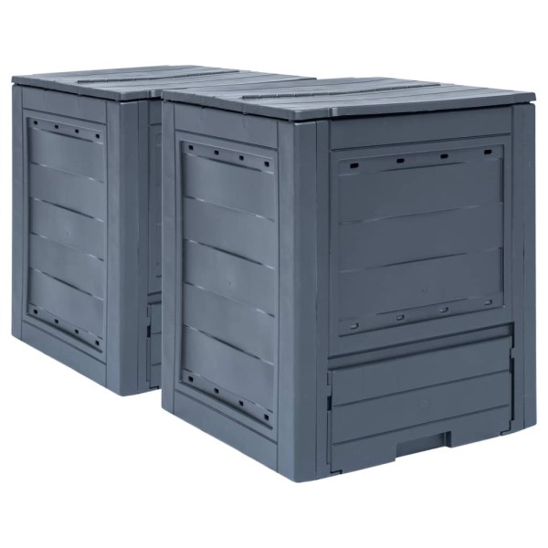 Garden compost bins, 2 pcs., gray, 60x60x73cm, 520l