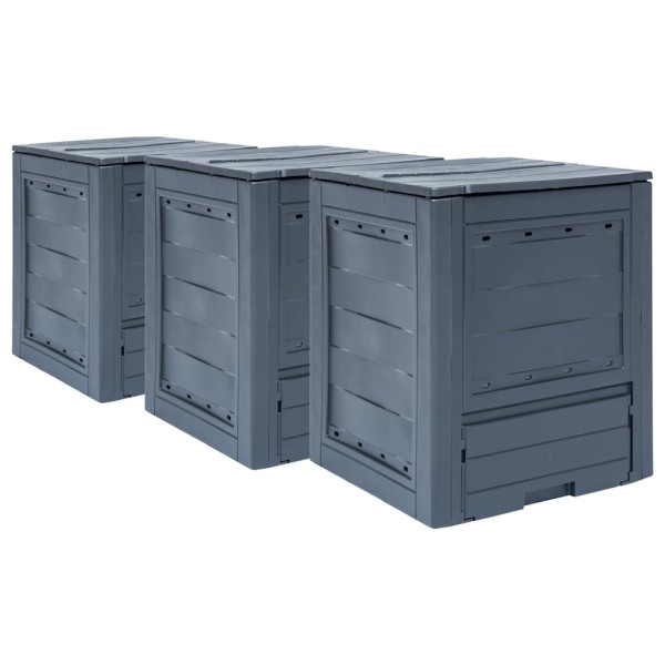 Garden compost bins, 3 pcs., gray, 60x60x73cm, 780l