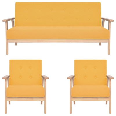 Sofa set, 3 parts, yellow,...