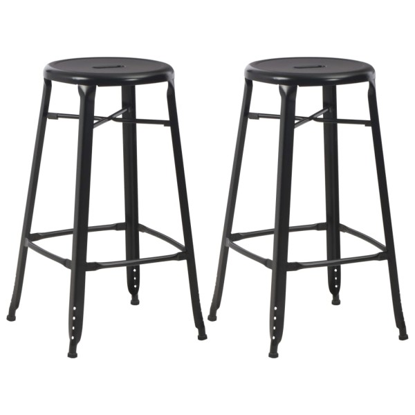 Bar stools, 2 pcs., black, steel