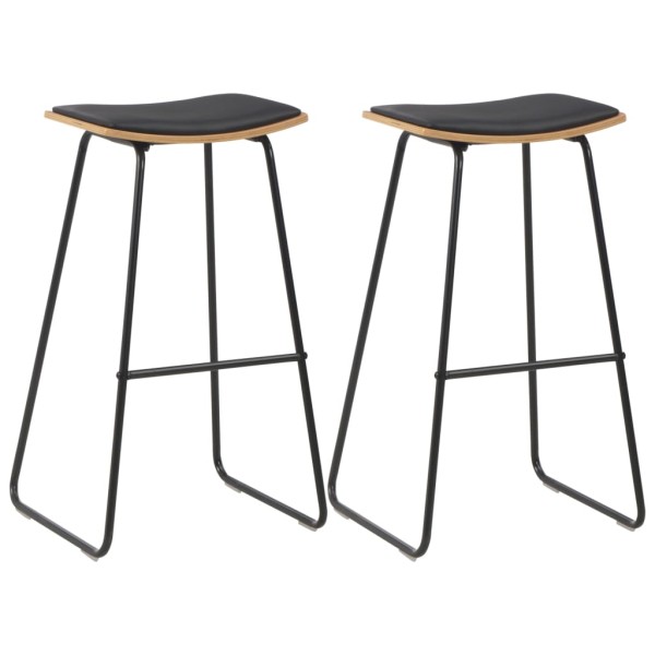 Bar stools, 2 pcs., black color, artificial leather