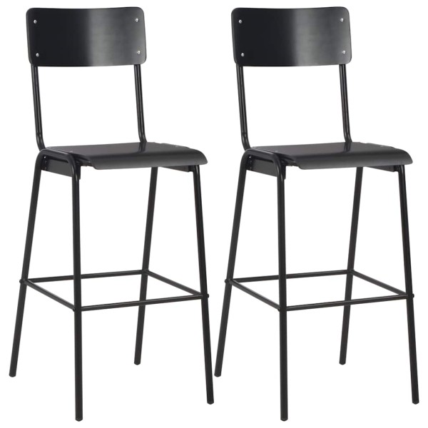 Bar stools, 2 pcs., black sp., solid plywood and steel