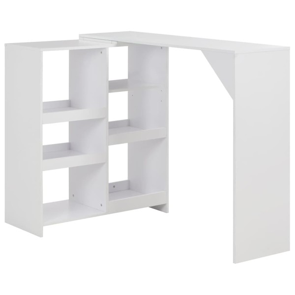 Bar table with movable shelf, white, 138x39x110cm
