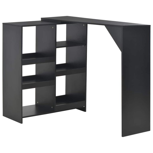 Bar table with movable shelf, black, 138x39x110cm