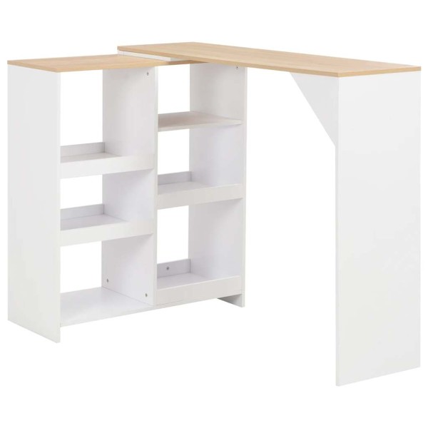 Bar table with movable shelf, white, 138x39x110cm
