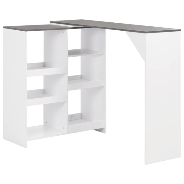 Bar table with movable shelf, white, 138x39x110cm