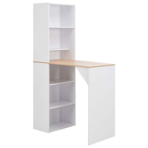 Bar table with cabinet, white, 115x59x200cm