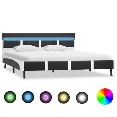 Bed frame with LED, gray...
