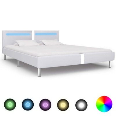 Bed frame with LED, white...