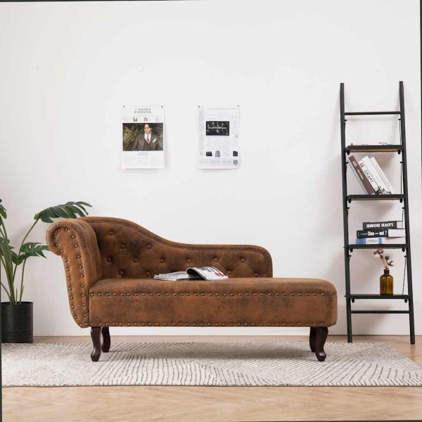Lounger, brown, artificial suede leather