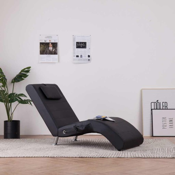 Massage bed with pillow, white, artificial leather