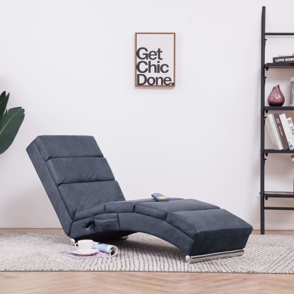 Massage lounger, gray, artificial leather