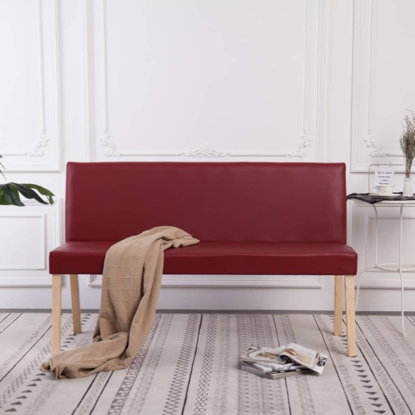 Bench, red wine color, 139.5 cm, artificial leather