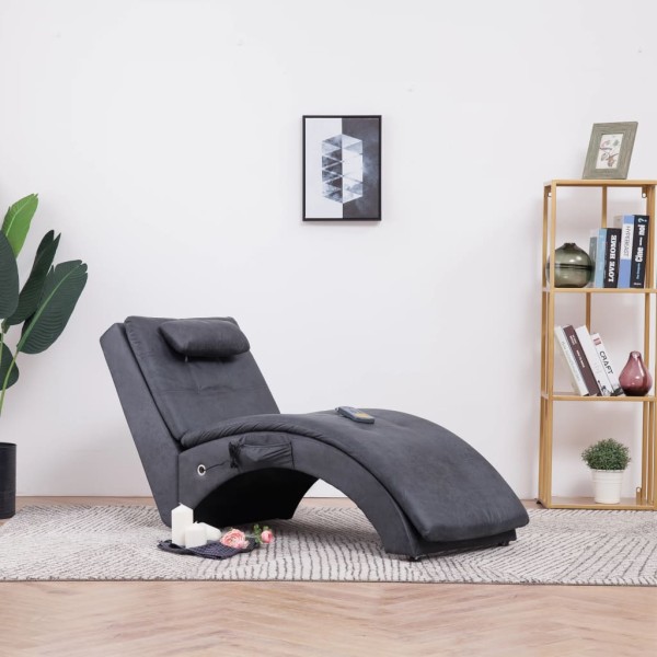 Massage bed with pillow, gray, artificial leather