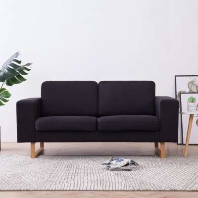Double sofa, black, fabric