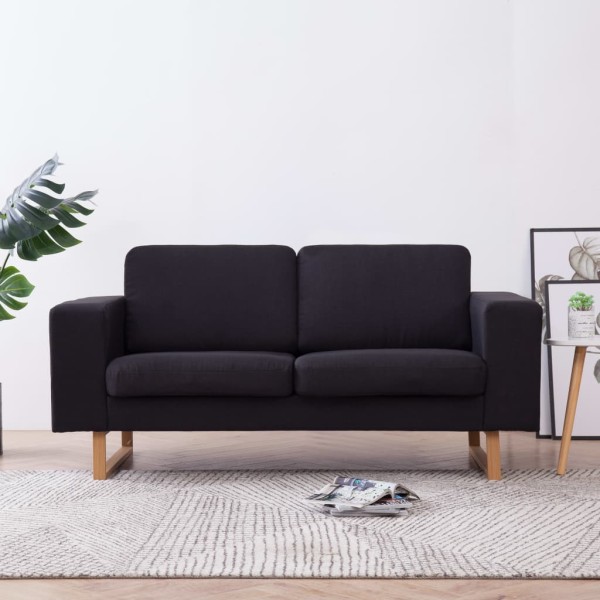 Double sofa, black, fabric