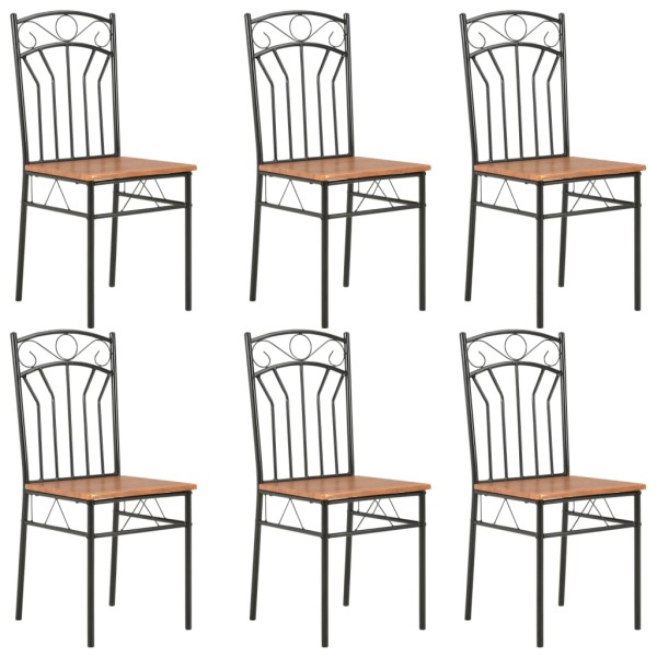 Dining room chairs, 6 pcs., brown, MDF