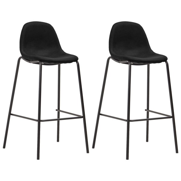 Bar stools, 2 pcs., black, fabric