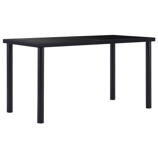 Dining table, black, 140x70x75cm, tempered glass