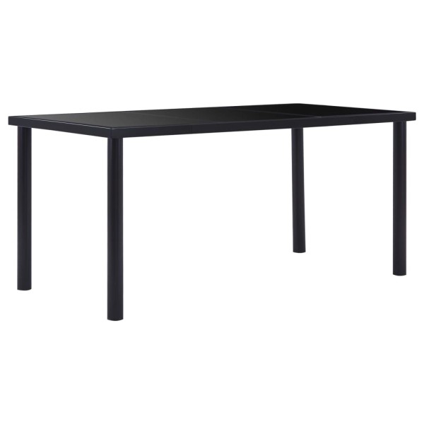 Dining table, black, 160x80x75cm, tempered glass