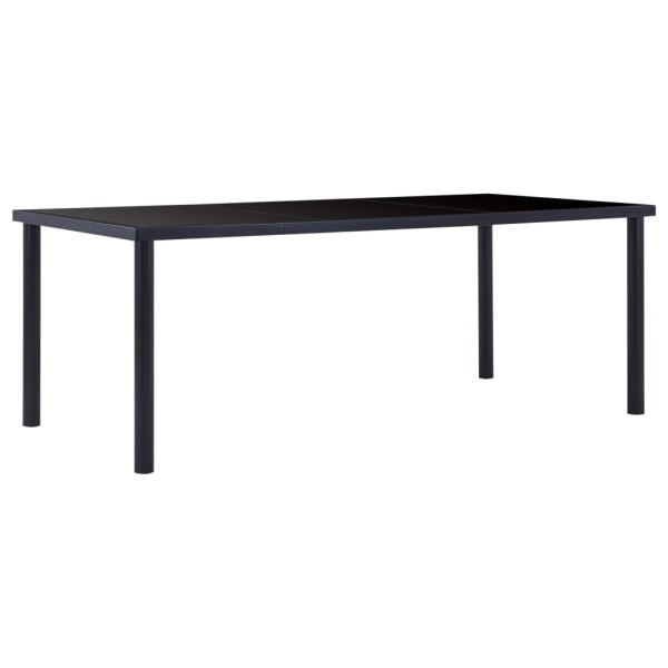 Dining table, black, 200x100x75cm, tempered glass