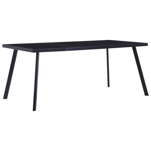 Dining table, black, 160x80x75cm, tempered glass