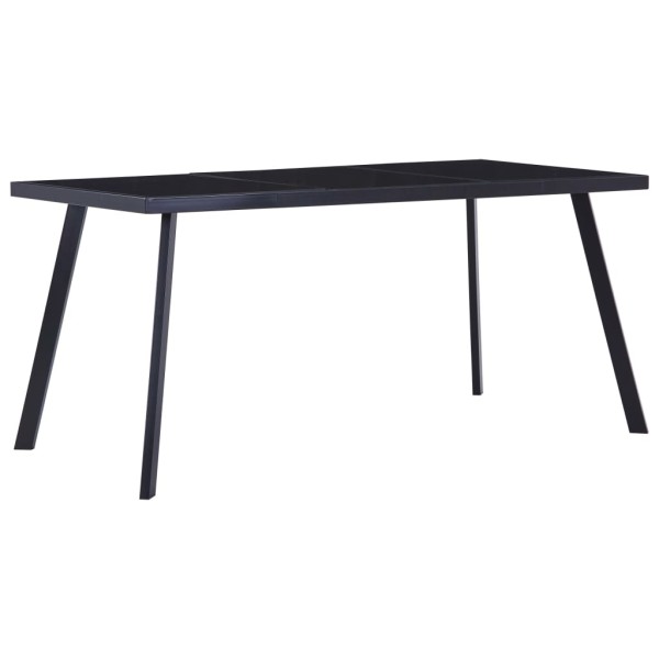 Dining table, black, 180x90x75cm, tempered glass