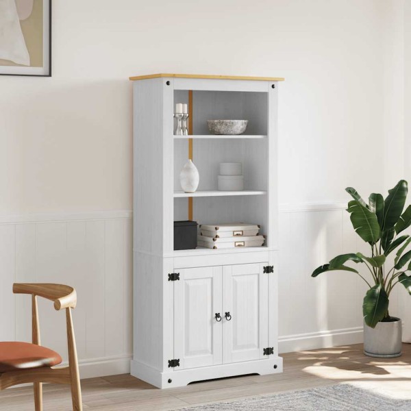 Sideboard, white, 80x40x170cm, Mexican pine, Corona series
