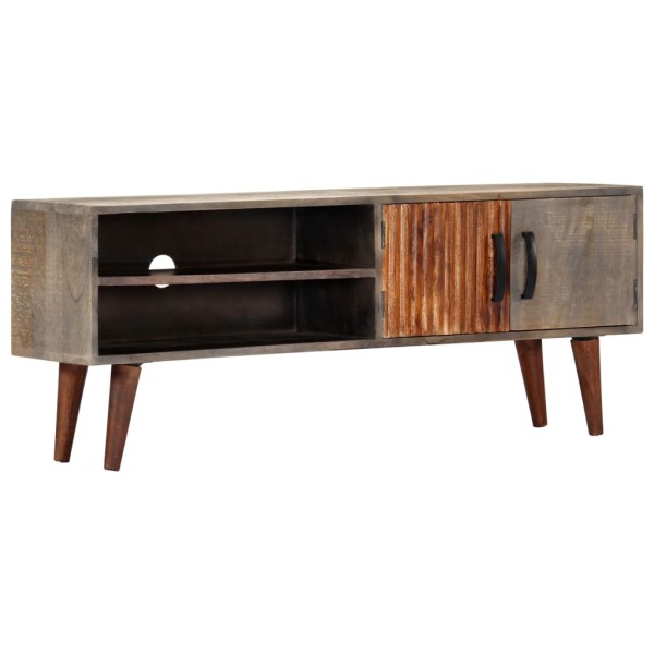TV cabinet, gray, 130x30x46cm, raw mango solid