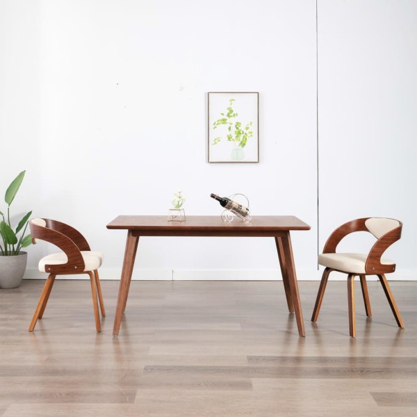 Dining chairs, 2 pcs., cream. sp., curved med. and work the skin