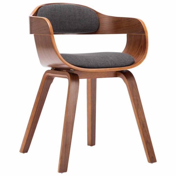 Dining chair, dark gray, fabric and curved wood