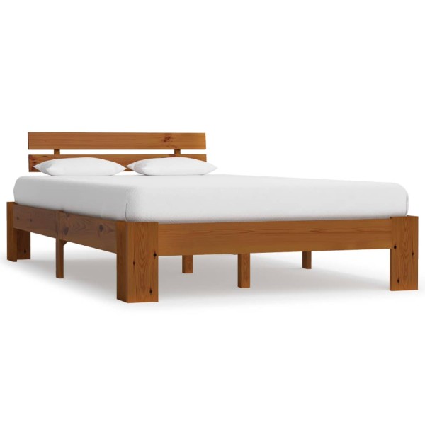Bed frame with headboard, honey brown, 140x200cm, pine