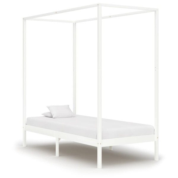 Bed frame with canopy, white, 100x200cm, pine wood. mass