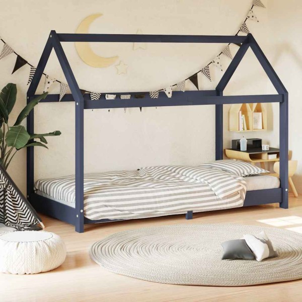 Children's bed frame, gray, 80x160cm, solid pine