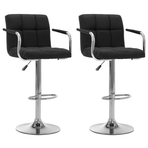 Bar stools, 2 pcs., black, fabric