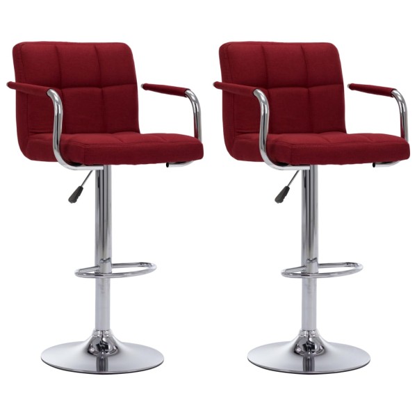 Bar stools, 2 pcs., wine color, fabric