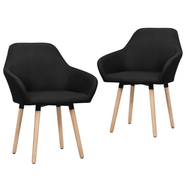 Dining room chairs, 2 pcs., black, fabric