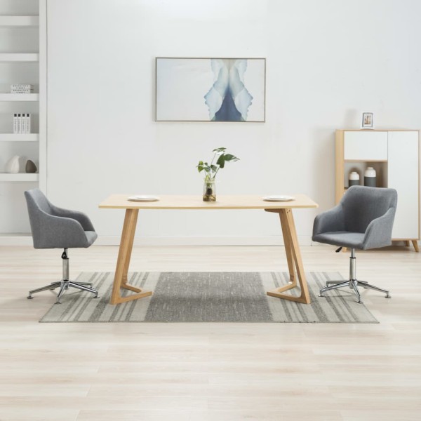 Swivel dining chairs, 2 pcs., light gray, fabric