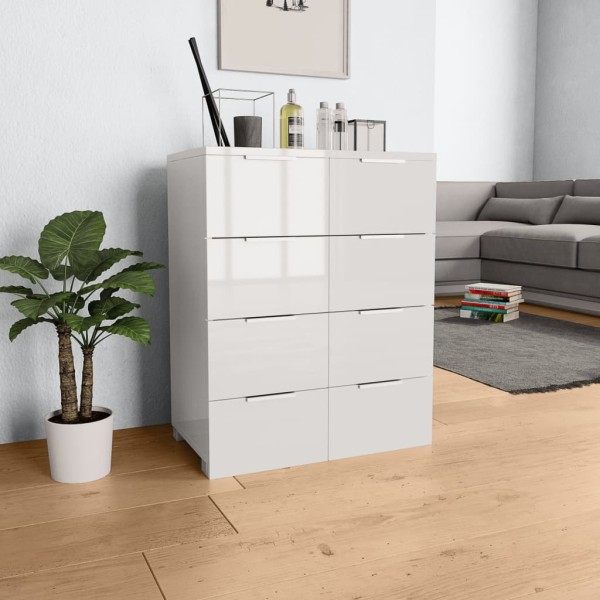 Side cabinet, white, 60x35x80cm, processed wood, glossy